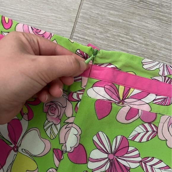 SLB Spring Floral Silk Skirt with Zipper and Tie size M - Picture 5 of 6